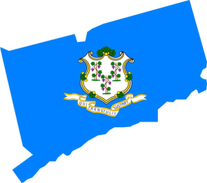 Connecticut CT Flag State Outline Vinyl Sticker - OwnTheAvenue