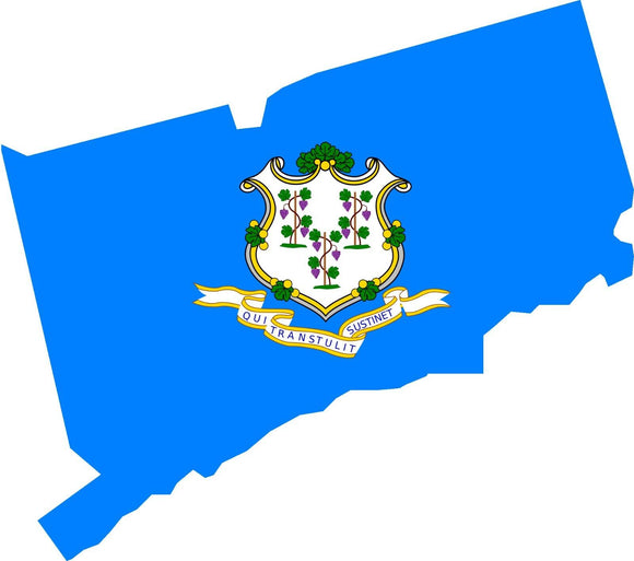 Connecticut CT Flag State Outline Vinyl Sticker - OwnTheAvenue