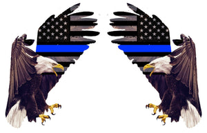 Two Pack - Bald Eagle Blue Line USA Flag Support Police Vinyl Sticker Decals - 4" Inches Long Each Model: 932 - OwnTheAvenue