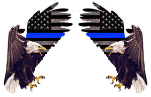 Two Pack - Bald Eagle Blue Line USA Flag Support Police Vinyl Sticker Decals - 4" Inches Long Each Model: 932