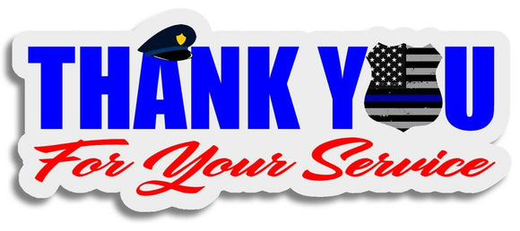 Thank You Support Police Blue Line Car Window Bumper Truck Cup Laptop Sticker - OwnTheAvenue