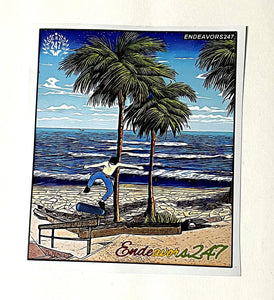Endeavors247 Skateboarding By The Beach Skate Skateboard Vinyl Sticker Decal 4"