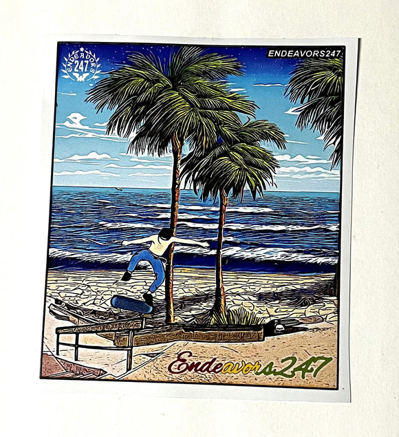 Endeavors247 Skateboarding By The Beach Skate Skateboard Vinyl Sticker Decal 4