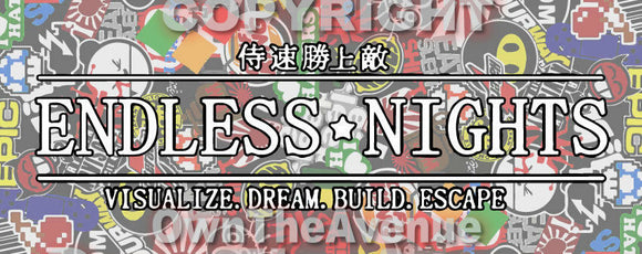 Endless Nights Japanese Sticker Bombing Decal JDM Drift Race Low 7.75