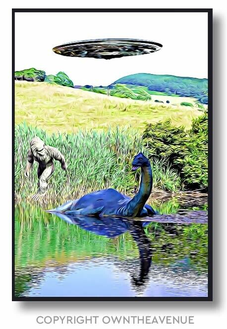 Bigfoot Loch Ness Monster UFO Weird Funny Sasquatch Sci Fi Car Truck Sticker