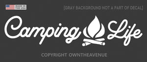 Camping Life Outdoors Hiking Campfire Car Window Truck Vinyl Decal Sticker 6" Inches Long - Model: 84792