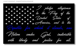 American Flag Pledge of Allegiance Blue Colors Car Window Sticker Decal 4" - OwnTheAvenue