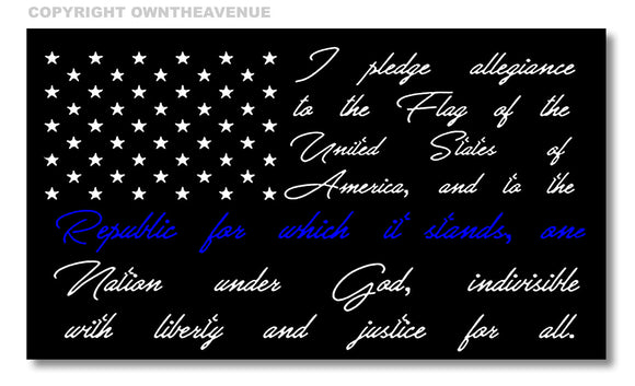 American Flag Pledge of Allegiance Blue Colors Car Window Sticker Decal 4