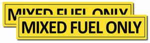 x2 Mixed Fuel Only Vinyl Decal Sticker Label Oil Gas Door Garage Gas Car Labels