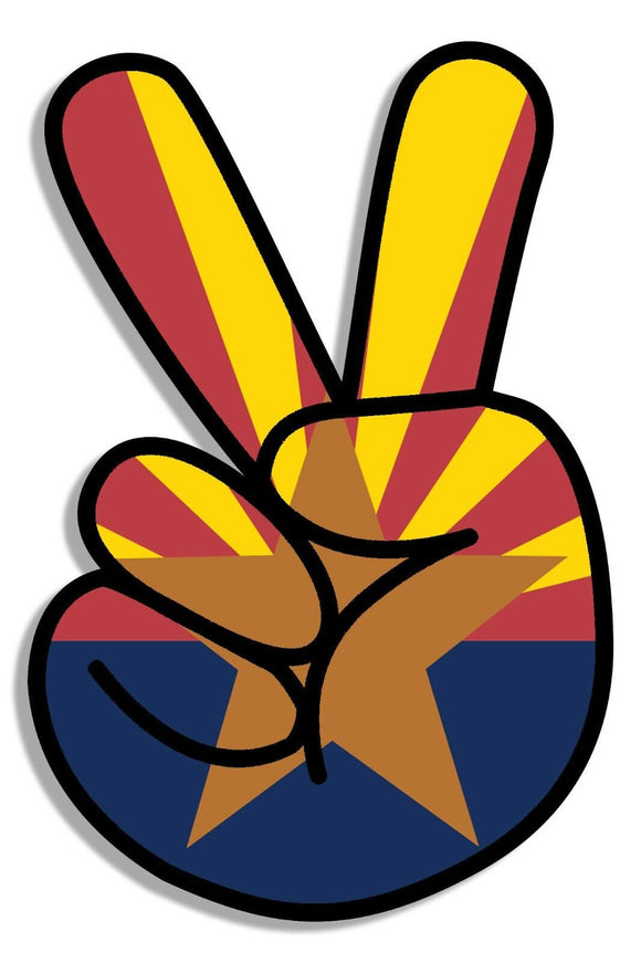 Arizona State AZ Flag Peace Sign Shaka Funny Car Window Bumper Cup Vinyl Sticker - OwnTheAvenue