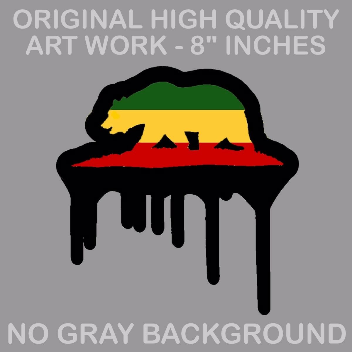 Big Size Cali California Republic Bear Rasta Drip Vinyl Decal Sticker
