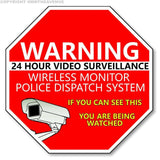 Warning 24 Hour Video Surveillance Security Cameras Vinyl Sticker Decal Red v024 - OwnTheAvenue