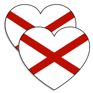 Alabama AL Flag Heart Love Vinyl Sticker 2 Pack