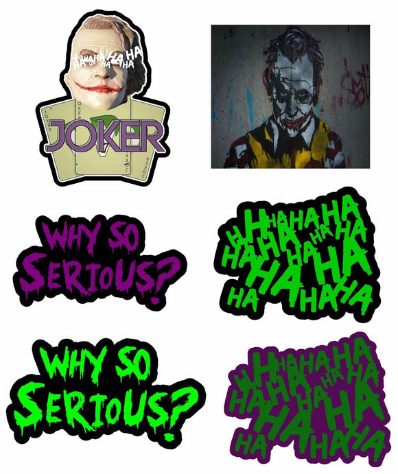 Joker HahaHa Serious Super Bad Evil Vinyl Decal Sticker Pack Lot of 6 Stickers - OwnTheAvenue