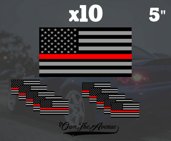 Pack Of 10 Red line Flag Sticker Decal 5