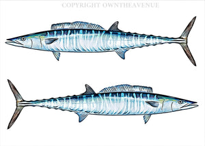 Wahoo Fishing Fish RV Boat Car Truck Camper Trailer Vinyl Sticker Decals 2 Pack