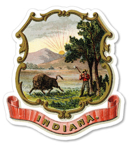 Indiana Coat of Arms State Flag Car Truck Window Bumper Sticker Decal 4" - OwnTheAvenue