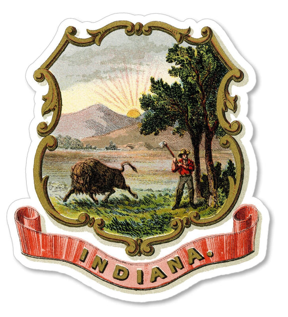 Indiana Coat of Arms State Flag Car Truck Window Bumper Sticker Decal 4
