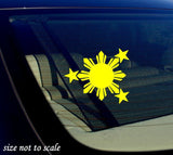 Philippines Flag Sticker Decal Yellow Sun and Stars JDM Vinyl 6" (Phil6inyellow) - OwnTheAvenue