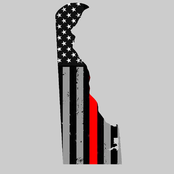 Delaware DE State Outline Red Line Support Police Vinyl Sticker