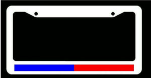 Support Police & Firefighter Blue Red Reflective Line White License Plate Frame - OwnTheAvenue