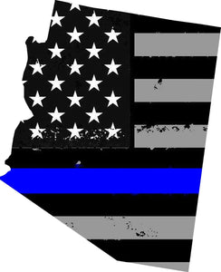 Arizona State AZ Outline Blue Color Flag Support Police Vinyl Sticker - OwnTheAvenue