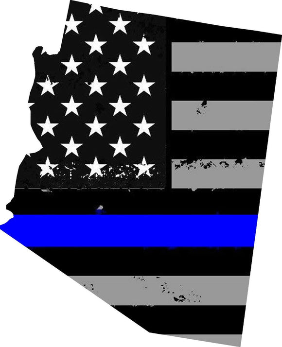 Arizona State AZ Outline Blue Line Support Police Vinyl Sticker