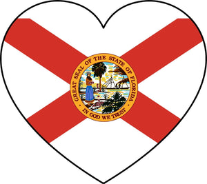 Florida FL Flag Heart Love Vinyl Sticker - OwnTheAvenue