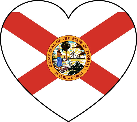 Florida FL Flag Heart Love Vinyl Sticker - OwnTheAvenue