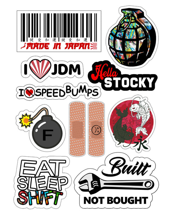 JDM Drag Drift Race Racing Japanese Japan Kanji Stickers Pack Lot of 11 - Vol 1 - OwnTheAvenue