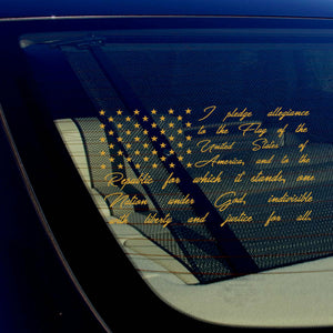 American Flag Pledge of Allegiance Truck Car Window Sticker Gold Vinyl Decal - OwnTheAvenue