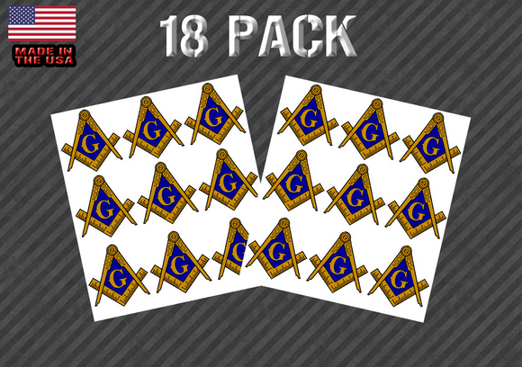 18 Pack Masonic Compass Sticker Decal - 2.5