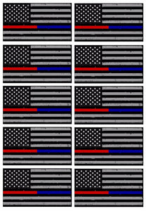 x10 Support Police & Fire Thin Tattered Blue Red Line Flag Decals Stickers - OwnTheAvenue