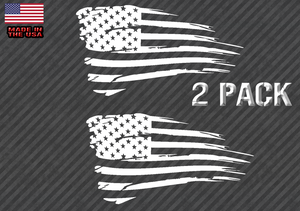 Distressed American Flag Sticker Decal Subdued USA 2 Pack CHOOSE SIZE (TatAmer) - OwnTheAvenue