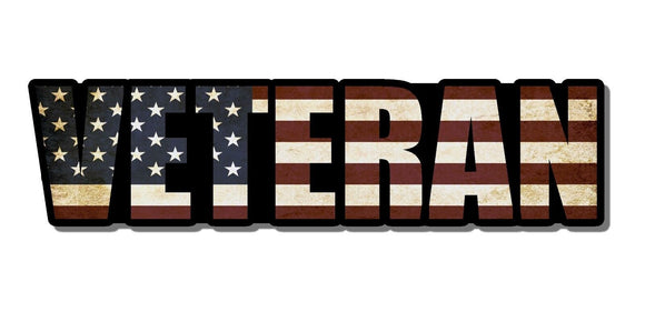 Veteran Military USA American Tattered Flag Car Truck Vinyl Sticker Decal 9.5