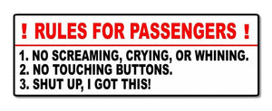 Rules For Passengers Decal Car Sticker Funny JDM Drift Race 4x4 Truck Mud 4.5" - OwnTheAvenue
