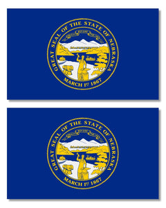x2 Nebraska NE Neb Nebr. State Flag Car Truck Window Bumper Sticker Decal 4"