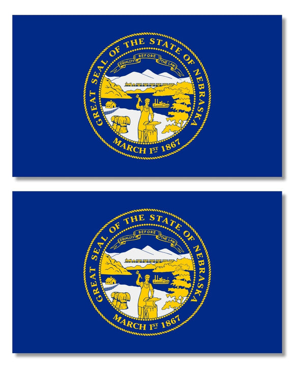 x2 Nebraska NE Neb Nebr. State Flag Car Truck Window Bumper Sticker Decal 4