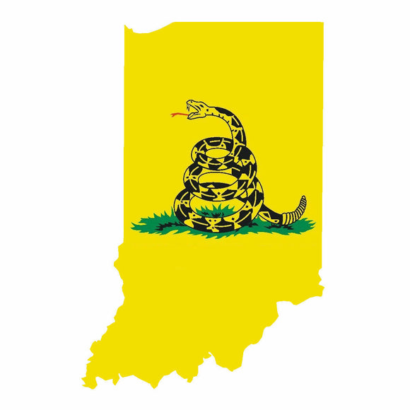 Indiana IN State Outline Gadsden Flag Don't Tread on Me Vinyl Sticker