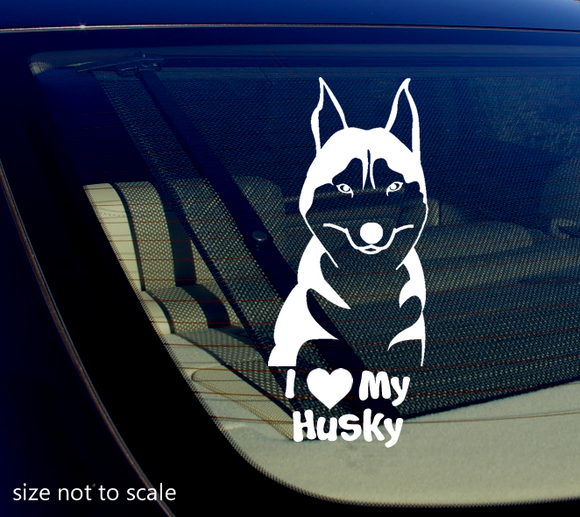 I Love My Husky Sticker Decal Heart Dog Animal Car Siberian Husky 5