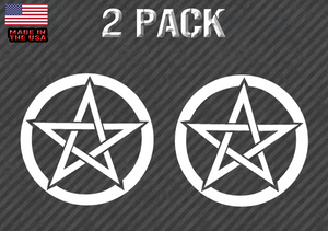 Pentagram Wiccan Pagan Sticker Decal 4" White 2 Pack - OwnTheAvenue