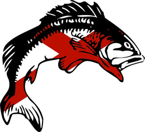 Alabama AL Flag Bass Fish Fishing Lake Vinyl Sticker - 3.75" Inches Long