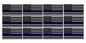 x12 Subdued Blue Tattered Flag Support Police 3" Helmet USA Vinyl Sticker Decal - OwnTheAvenue