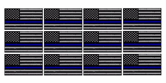 x12 Subdued Blue Tattered Flag Support Police 3