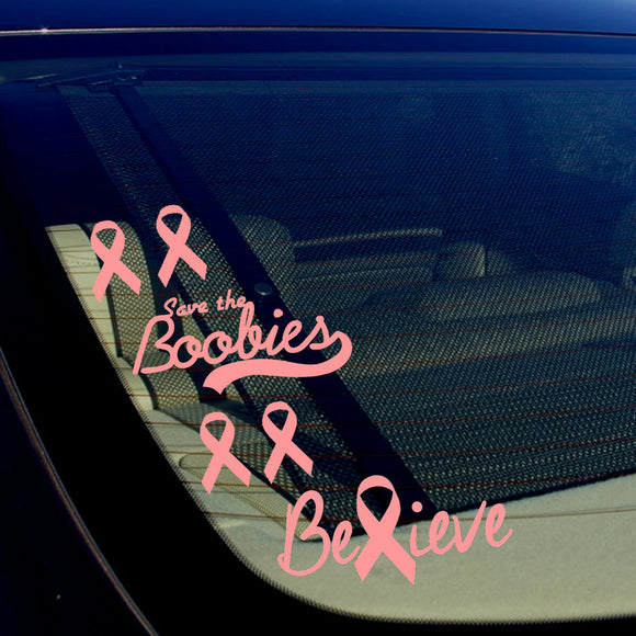 Breast Cancer Awareness Pink Ribbons Vinyl Decal Stickers Pack / Lot of 6 Decals - OwnTheAvenue