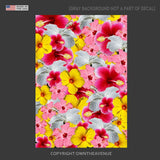 Hawaiian Hibiscus Flowers Pattern Sticker Bomb Wrap Sheet