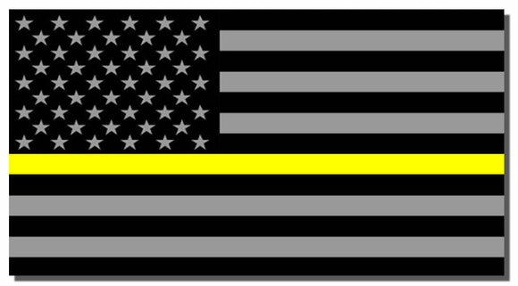 x2 Support Dispatcher Police Yellow Line Sticker Decal American Flag Emergency - OwnTheAvenue