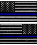 Tattered Police Thin Blue Line American Flag Decals Stickers x 2 (Blue)#2 - OwnTheAvenue