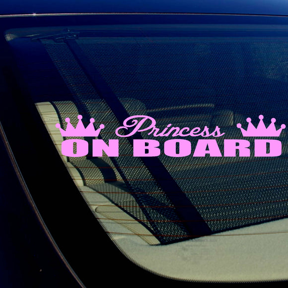 Princess On Board Girlie Cute Funny Pink Vinyl Decal Sticker 7.5