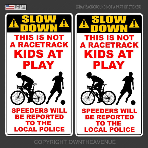 Slow Down Kids At Play Neighborhood Street Vinyl Sticker Decal Sign 2 PACK - OwnTheAvenue